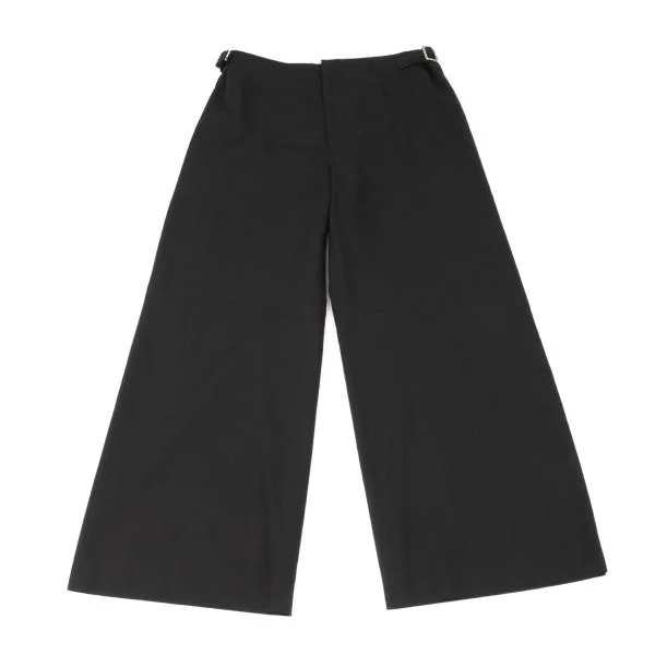 Yohji Yamamoto FEMME Wool Side Belt Wide Pants Black 3 K-146566_001