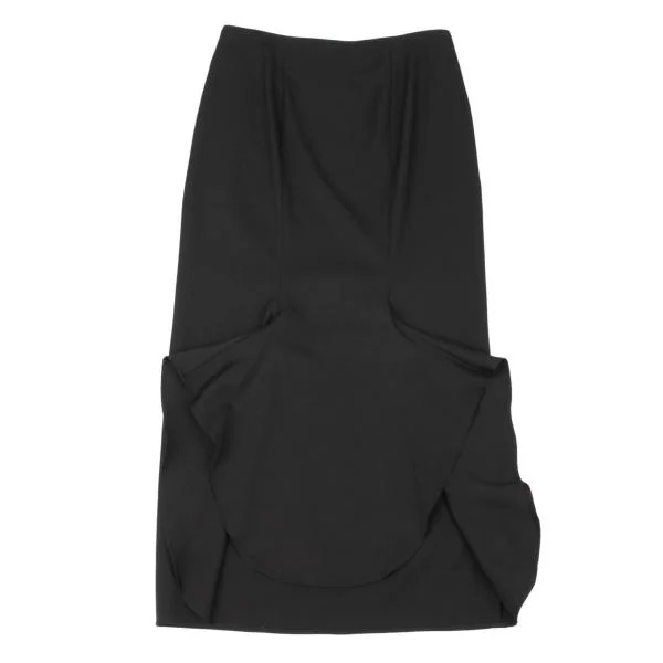 ヨウジヤマモト ファムYohji Yamamoto FEMME ウール裾変形ロングスカート 黒2 K-146586_007