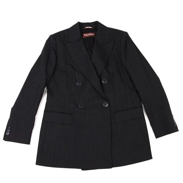 Max Mara Acetate Poly Pinstripe Double Jacket K-146587_002
