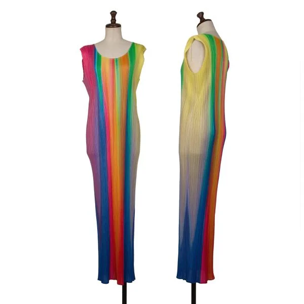 PLEATS PLEASE Colorful Sleeveless Maxi Dress Multi-Color 3 K-146603_001