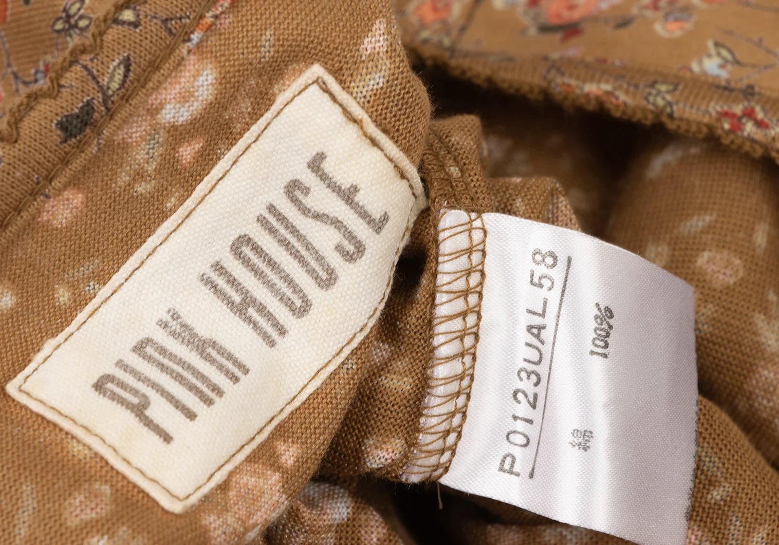 ピンクハウスPINK HOUSE 小花プリントリボン装飾カットソー キャメル赤緑M位 【レディース】 ピンクハウスPINK HOUSE 小花プリントリボン装飾カットソー