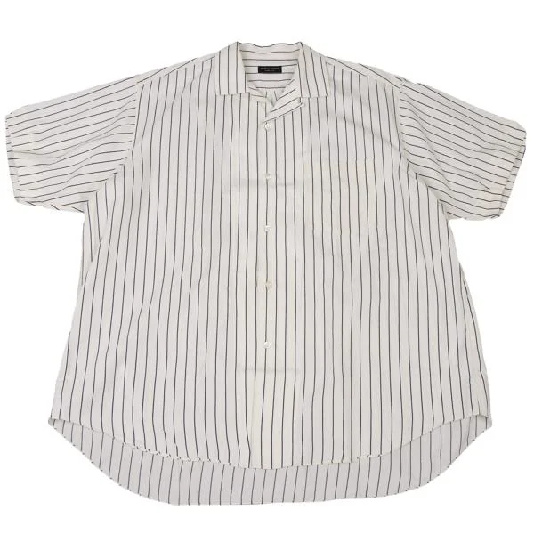 COMME des GARCONS HOMME PLUS Striped Open Collar Shirt Ivory M K-146638_001