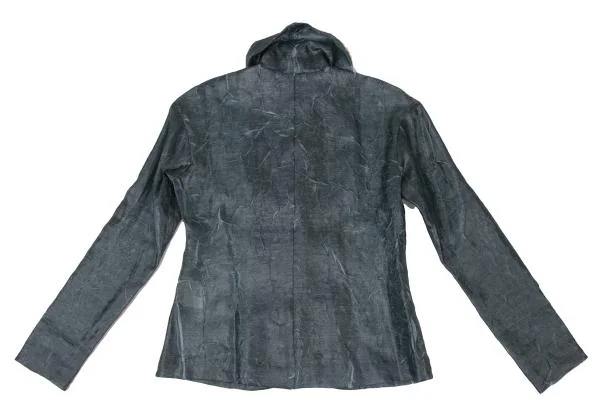 ロメオジリROMEO GIGLI シワ加工シースルーシャツ 青M位 (K-146676)