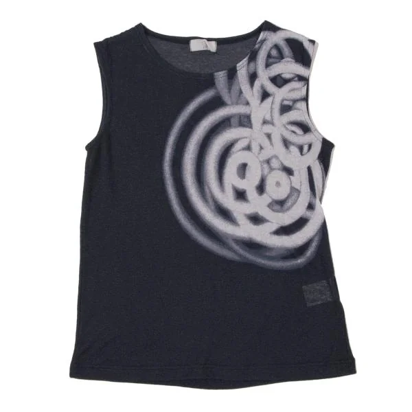 gigli Cotton Nylon Ring Printed Tank Top Navy 38 (M) K-146677_001