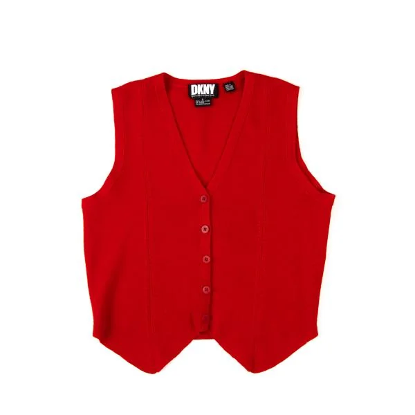 【超特価sale開催】  ダナキャランDKNY ウールニットベスト 赤P(S位) | DCブランド スーツ