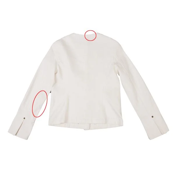 ダナキャランDKNY フライフロントノーカラーデニムジャケット 白