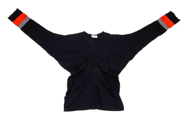ローブドシャンブル コムデギャルソンrobe de chambre COMME des GARCONS 袖切替Vネックカットソー 紺S位 K-146728_002