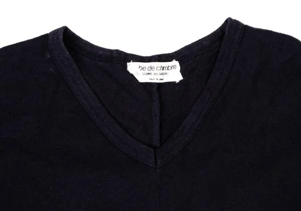 ローブドシャンブル コムデギャルソンrobe de chambre COMME des GARCONS 袖切替Vネックカットソー 紺S位 K-146728_004
