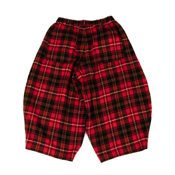 ブラックコムデギャルソンBLACK COMME des GARCONS フラノウールタータンチェックバルーンパンツ 赤黒黄L K-146744_013