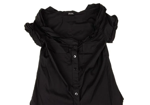 ジャンポールゴルチエ ファムJean Paul GAULTIER FEMME コットンギャザーデザインストレッチノースリーブブラウス 黒38 K-146779_003