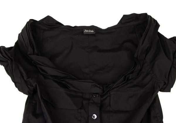 ジャンポールゴルチエ ファムJean Paul GAULTIER FEMME コットンギャザーデザインストレッチノースリーブブラウス 黒38 K-146779_004