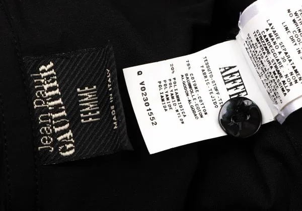 ジャンポールゴルチエ ファムJean Paul GAULTIER FEMME コットンギャザーデザインストレッチノースリーブブラウス 黒38 K-146779_014