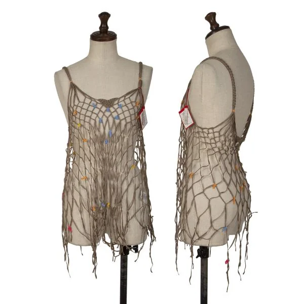 MARITHE + FRANCOIS GIRBAUD Cotton Decoration Mesh Camisole Khaki M K-146798_001