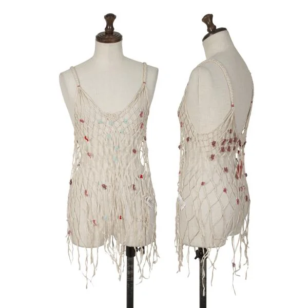 MARITHE + FRANCOIS GIRBAUD Cotton Decoration Mesh Camisole Beige M K-146799_001