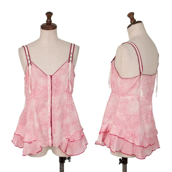 MARITHE + FRANCOIS GIRBAUD Geometric Printed Frill Camisole Pink M K-146810_001