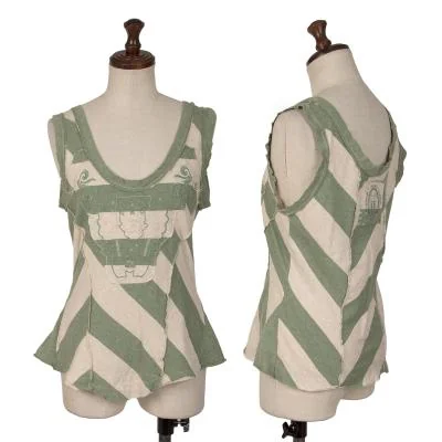 MARITHE + FRANCOIS GIRBAUD Embroidery Design Stripe Tank Top