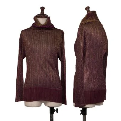 PLEATS PLEASE Hem Switching Glitter Turtle Neck T Shirt