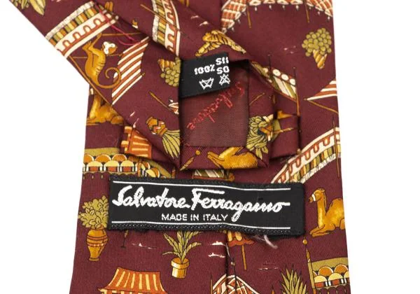 サルヴァトーレフェラガモ Salvatore Ferragamo サーカスプリントシルクタイ ワイン K-146858_010
