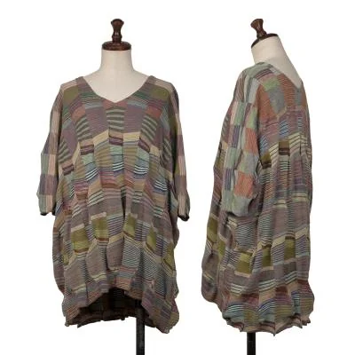 JURGEN LEHL Stripe Patchwork Woven Dolman T-shirt