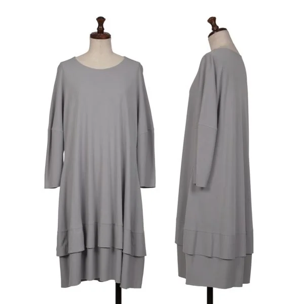 JURGEN LEHL Wool Silk Hem Layered Dress Grey M K-146863_001