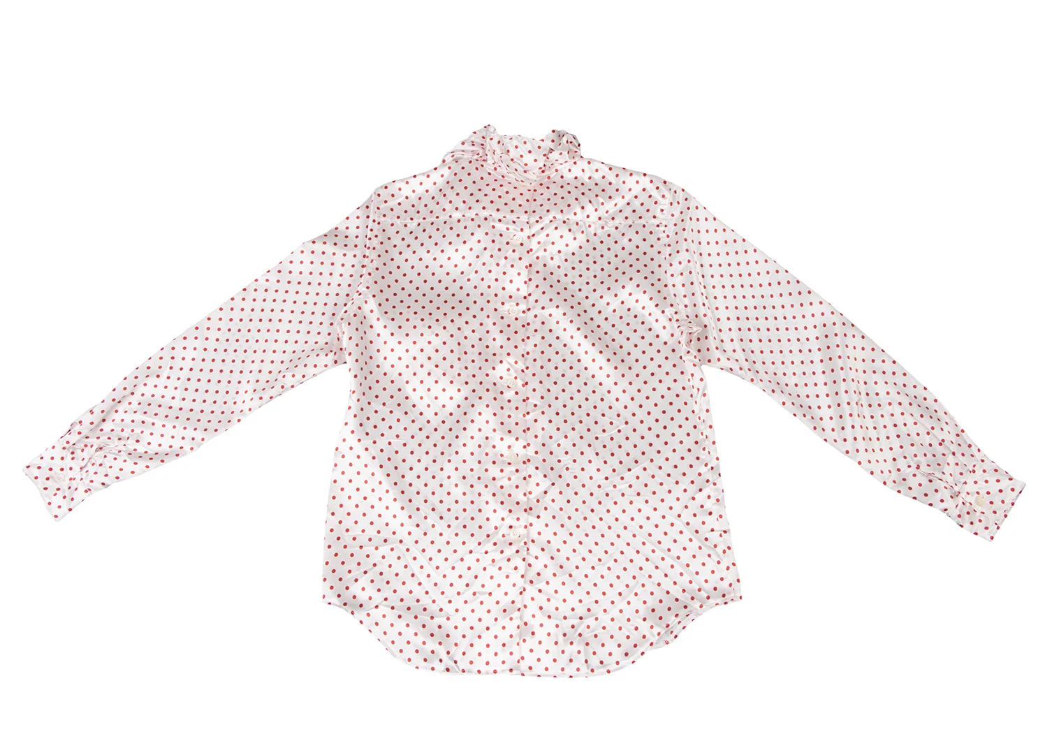 コムデギャルソン ガールCOMME des GARCONS GIRL ドットプリントバックボタンブラウス 白赤S 【レディース】 コムデギャルソン ガールCOMME des GARCONS GIRL ドットプリント