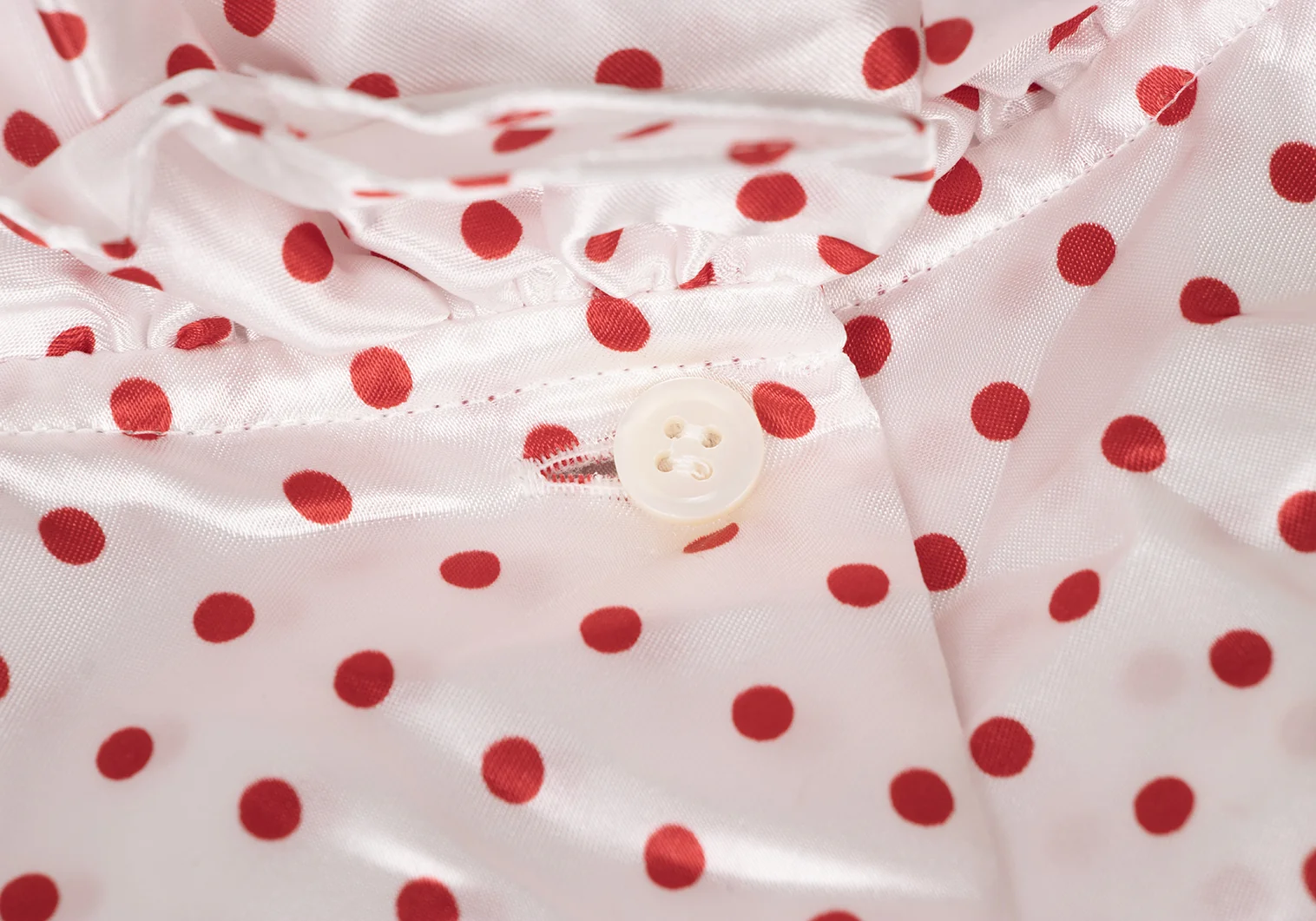 コムデギャルソン ガールCOMME des GARCONS GIRL ドットプリントバックボタンブラウス 白赤S 【レディース】 コムデギャルソン ガールCOMME des GARCONS GIRL ドットプリント