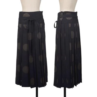 Y's Dot Pleated Design Wrap Skirt