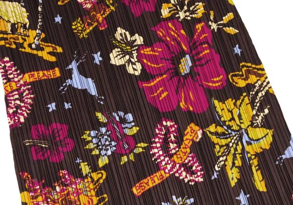 PLEATS PLEASE Pleated Floral Printed Fringe Dress K-146942_009