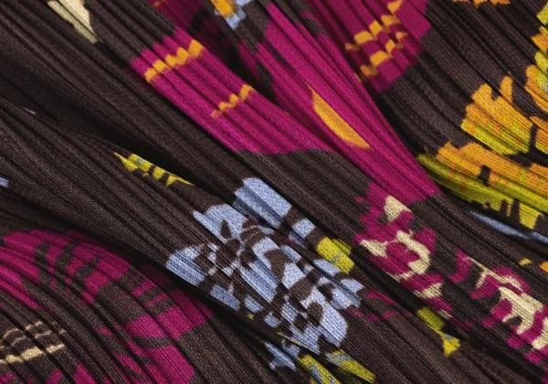 PLEATS PLEASE Pleated Floral Printed Fringe Dress K-146942_011