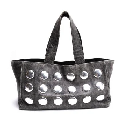 tricot COMME des GARCONS Cracked Leather Big Studs Hand Bag