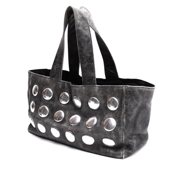 tricot COMME des GARCONS Cracked Leather Big Studs Hand Bag K-146946_002