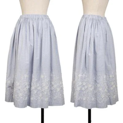 tricot COMME des GARCONS Striped Floral Embroidery Switching Skirt
