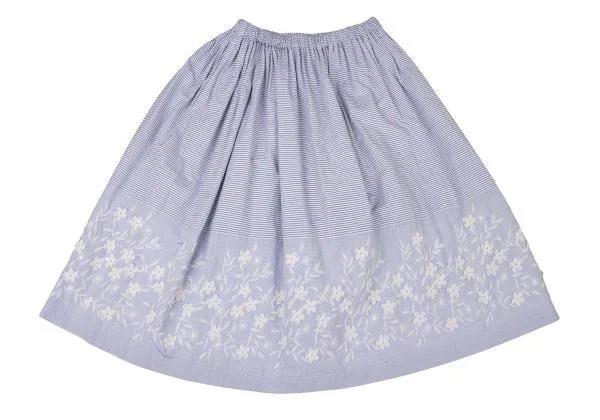 tricot COMME des GARCONS Striped Floral Embroidery Switching Skirt K-146947_002