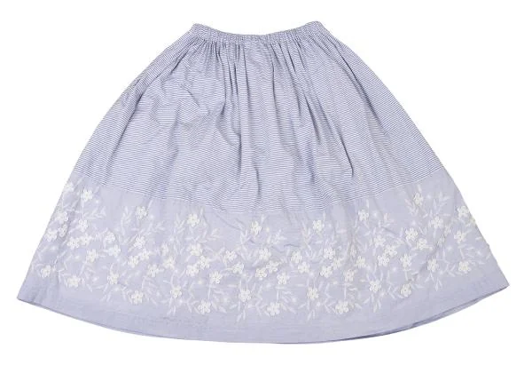 tricot COMME des GARCONS Striped Floral Embroidery Switching Skirt K-146947_009