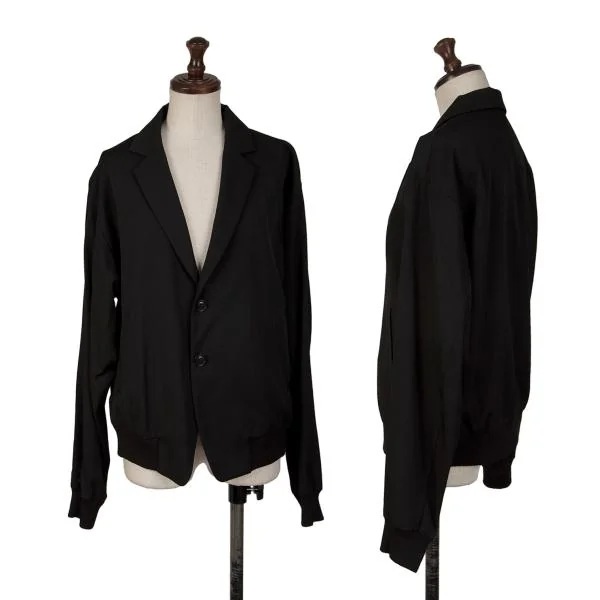 Y's Wool Gabardine Rib Switching Tailored Jacket Black 2 K-146951_001