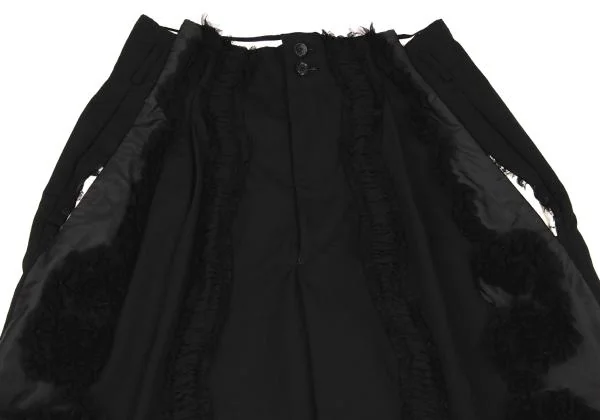 COMME des GARCONS Mesh Floral Corsage Embellished Wide Pants K-146954_002