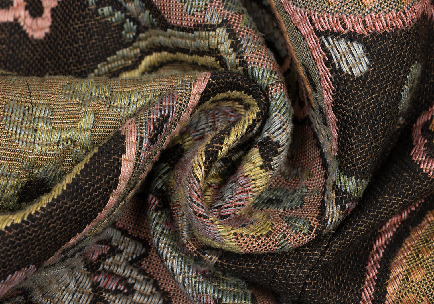 合馬 イヴサンローラン リネン100% 刺繍 ノーカラー ジャケット オレ イヴサンローランYves Saint Laurent レーヨン混紡デザイン織り