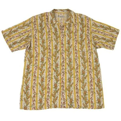 Papas ISLAND Botanical Printed Open-collar Linen Shirt