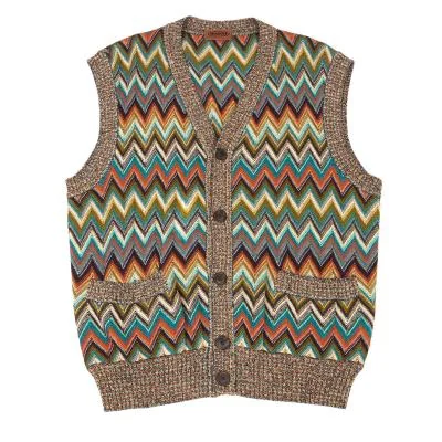 MISSONI Colorful Herringbone Knit Vest