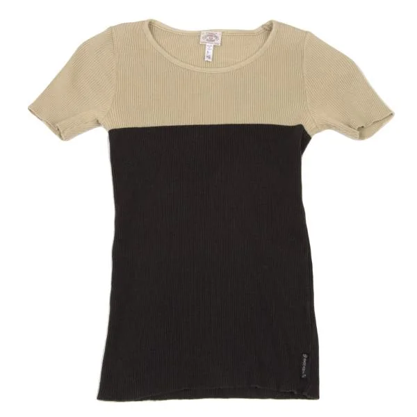 アルマーニジーンズARMANI JEANS バイカラーリブTシャツ ベージュ黒40 K-147002_001