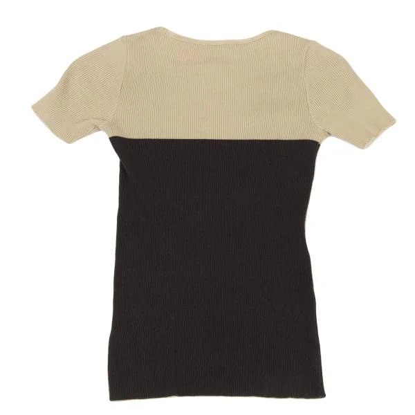 アルマーニジーンズARMANI JEANS バイカラーリブTシャツ ベージュ黒40 K-147002_008
