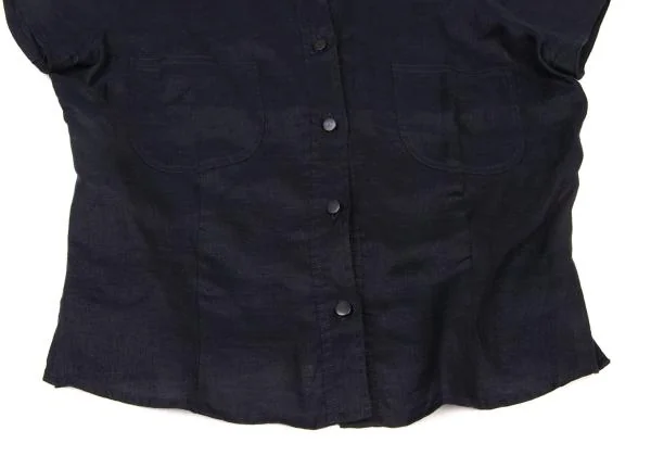 エンポリオアルマーニEMPORIO ARMANI リネン半袖シャツ 紺42 K-147004_007