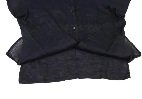 エンポリオアルマーニEMPORIO ARMANI リネン半袖シャツ 紺42 K-147004_011