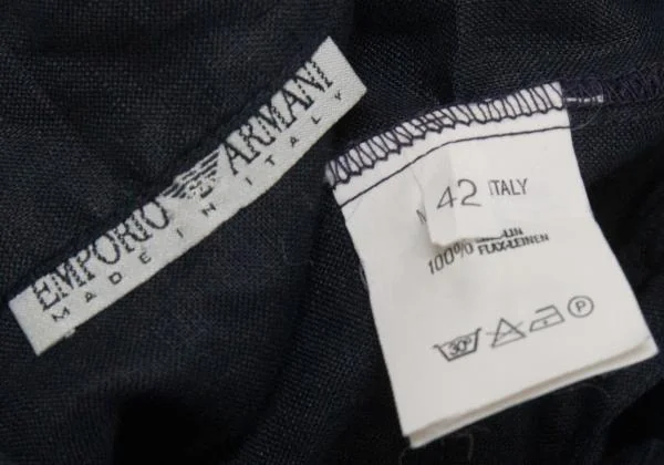 エンポリオアルマーニEMPORIO ARMANI リネン半袖シャツ 紺42 K-147004_015