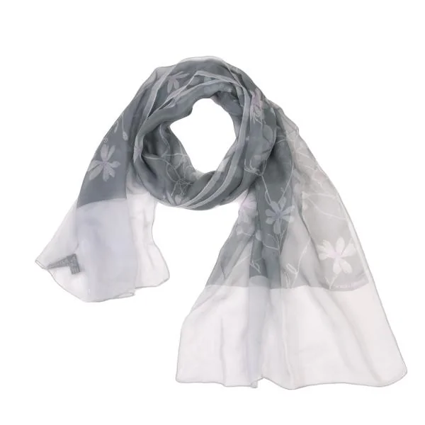 EMPORIO ARMANI Silk Floral Printed See-Through Stole Grey Free K-147015_001