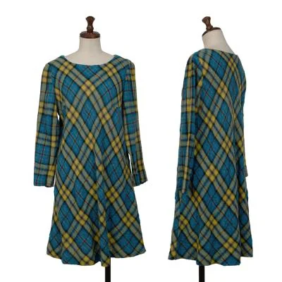 TABASA Wool Cotton Bias Tartan Check Tunic