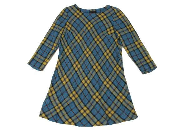 TABASA Wool Cotton Bias Tartan Check Tunic K-147030_002