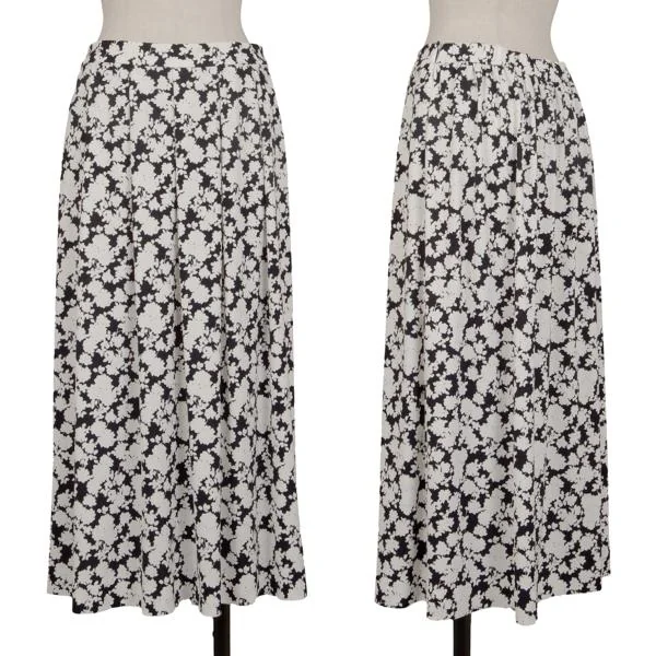 YOSHIE INABA Floral Printed Skirt Black,White 9 K-147041_001