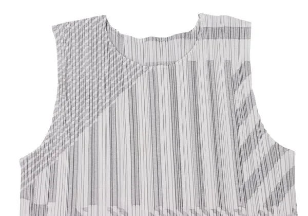 プリーツプリーズPLEATS PLEASE マルチストライプタンクトップ グレー3 K-147047_003