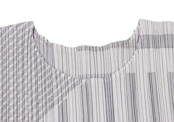 プリーツプリーズPLEATS PLEASE マルチストライプタンクトップ グレー3 K-147047_004